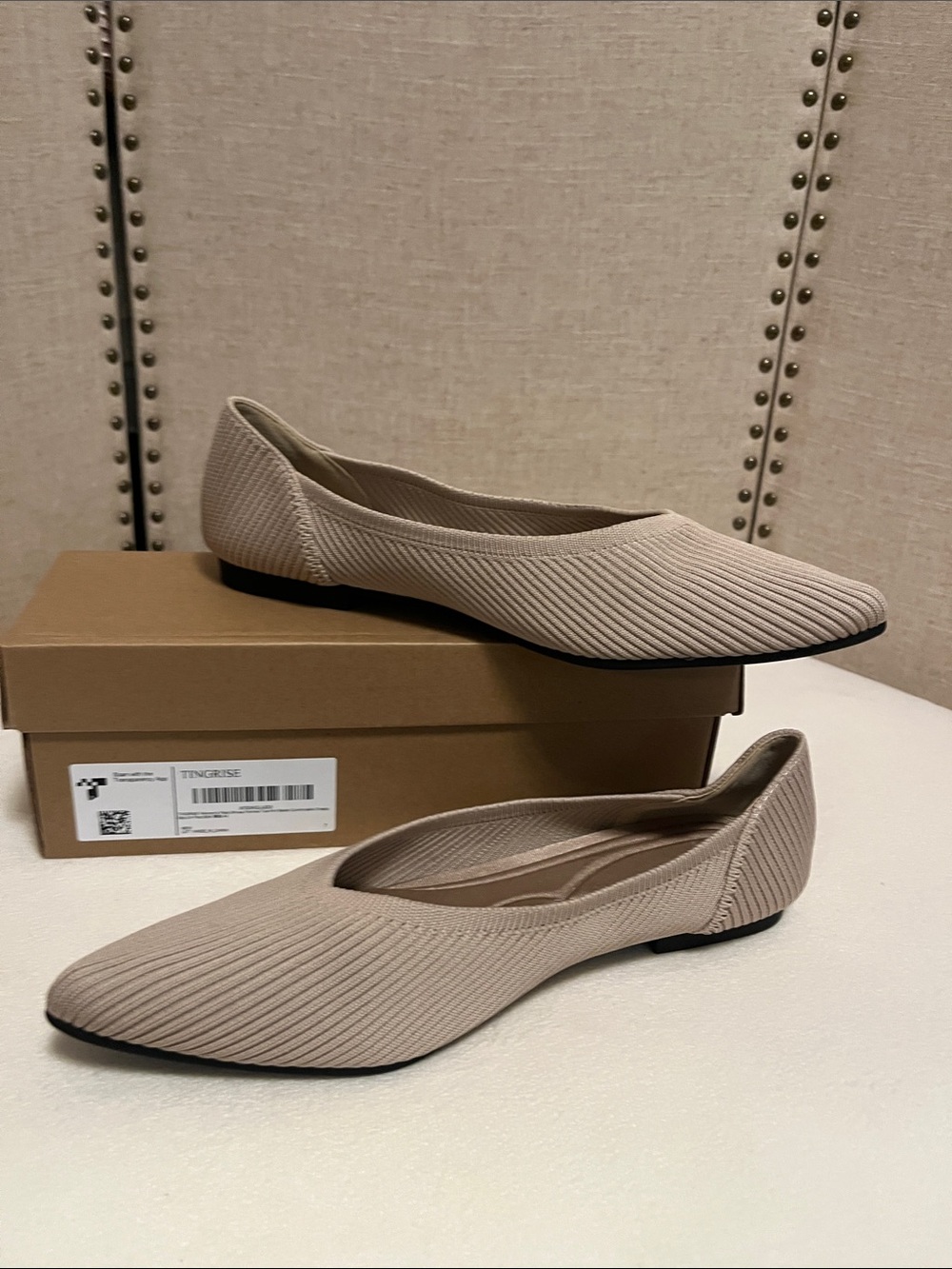 TINGRISE Women's Flats Shoes Pointed Toe Knit Ballet Comfortable size 8 - Picture 6 of 8